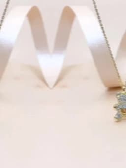 Flash Lovely Bear Pendant Necklaces for Women Golden Titanium Stainless Steel Neck Link Chain female Jewelry Gift