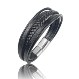 MingAo New Titanium Steel Blue Punk Braided Leather Bracelet For Men Black Magnet Clasp Bangle The Best Gift for Vintage Jewelry