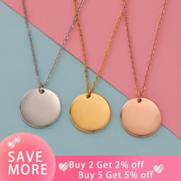Fnixtar 10pcs Stainless Steel Necklace Round Disc Circle Pendant 6-30mm For Women Adjustable Clavicle Necklace Wedding Jewelry