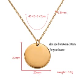 Fnixtar 10pcs Stainless Steel Necklace Round Disc Circle Pendant 6-30mm For Women Adjustable Clavicle Necklace Wedding Jewelry