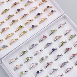 36Pcs/lot Fashion Stainless Steel Zircon Heart Love Rings For Women Mix Style Wedding Engagement Jewelry