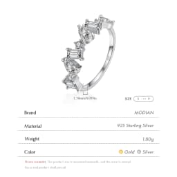 MODIAN Solid 925 Sterling Silver Sparkling Geometric Clear CZ Finger Rings for Women Luxury Wedding Band Silver Fine Jewelry