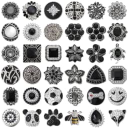 6pcs/lot Wholesale Black Snap Button Jewelry Mixed Rhinestone 18mm Snap Button Fit Snap Button Bracelet Necklace Charm Jewelry