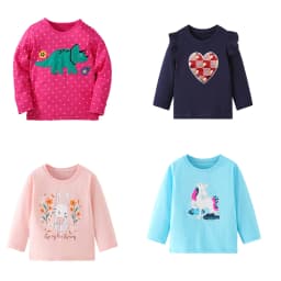 Jumping Meters New Arrival Autumn Spring Dinosaur Embroidery Hot Selling Toddler Kids Tees Tops Fashion Baby Girls Costume
