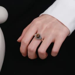 Simple Ring Jewelry Natural Labradorite S925 Silver Round Tiger Eye Moonstone Ring for Women Wedding Party Luxury Gift