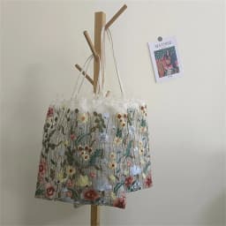 Fashion Tote Bag Summer New Style Mesh Full Embroidery Flowers Clear Shoulder Bag Romantic Handbag Girl Women's Eco Shopping Bag