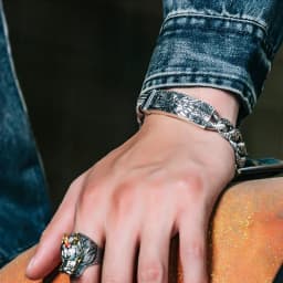 HX New Silver Color Handmade Bracelet Male Domineering Dragon Head Fashion Retro Versatile Temperament Versatile Accessories