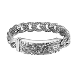HX New Silver Color Handmade Bracelet Male Domineering Dragon Head Fashion Retro Versatile Temperament Versatile Accessories