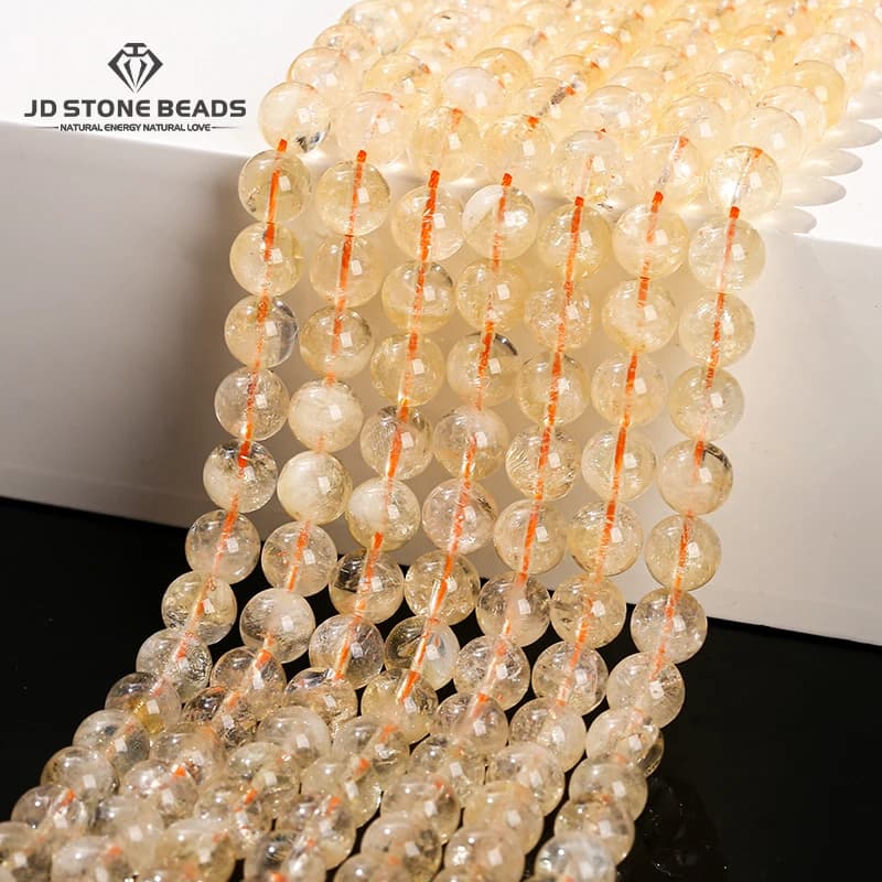 Natural Citrines Stone Round Loose Spacer Yellow Crystal Healing Bead For Jewelry Making Diy Necklace Earring Bracelet Accessory