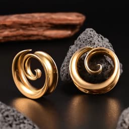 Doearko 2PCS Cool Stainless Steel Ear Tunnels Plugs Spiral Saddle Gauges For Earlobe Expander Piercing Body Jewelry Gift