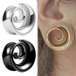 Doearko 2PCS Cool Stainless Steel Ear Tunnels Plugs Spiral Saddle Gauges For Earlobe Expander Piercing Body Jewelry Gift