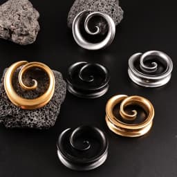 Doearko 2PCS Cool Stainless Steel Ear Tunnels Plugs Spiral Saddle Gauges For Earlobe Expander Piercing Body Jewelry Gift