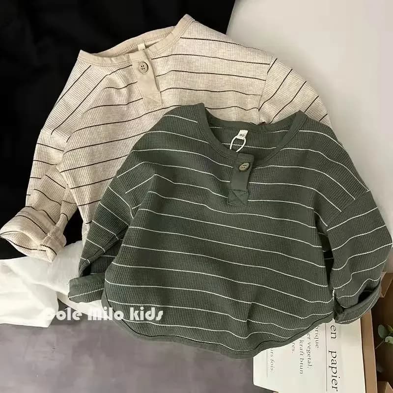 Korean Children's Striped T-shirt 2024 Spring Boys and Girls' Long Sleeve T-shirt Bottom Shirt Baby Loose Top