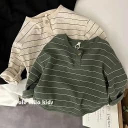 Korean Children's Striped T-shirt 2024 Spring Boys and Girls' Long Sleeve T-shirt Bottom Shirt Baby Loose Top