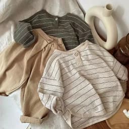 Korean Children's Striped T-shirt 2024 Spring Boys and Girls' Long Sleeve T-shirt Bottom Shirt Baby Loose Top