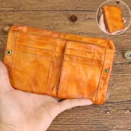 Vintage Style Men Genuine Leather Coin Purse Wallet Men with Coin Pocket Short Wallets Small Zipper Youth Purse with Card Holder