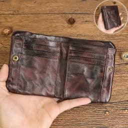 Vintage Style Men Genuine Leather Coin Purse Wallet Men with Coin Pocket Short Wallets Small Zipper Youth Purse with Card Holder