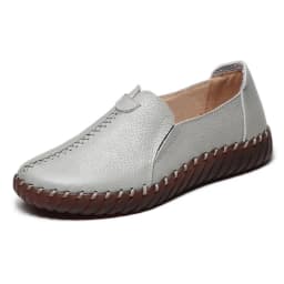 Real Leather Cutout Sandals Ladies White Ballet Flats Woman Slip On Loafer Women's Hospital Comfy Nurse Shoes Mother Flat Sandal