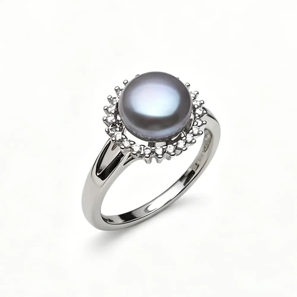 Real Freshwater Natural Black Pearl Earring For Women,Wedding 925 Sterling Silver Rings Fine Jewelry Girl Birthday Gift