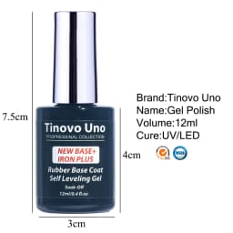 Tinovo Uno NEW Rubber Base Gel Polish Self Leveling Base Coat Gellak In A Bottle 12ML Semi Permanent UV/LED Maicure Nails Art