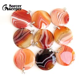 Women & Men Fashion Jewelry Round Pendants Necklaces With Chain Wholesale Natural Botswana Agate Stone for Jewelry Making BK347H