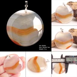 Women & Men Fashion Jewelry Round Pendants Necklaces With Chain Wholesale Natural Botswana Agate Stone for Jewelry Making BK347H
