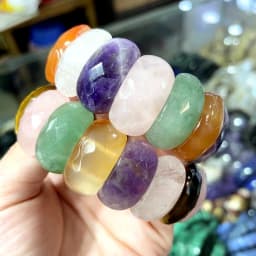 Wholesale 12X24mm Cut Natural Stone Agate Crystal Energy Stone Bracelet Single Layer Hand Sign Men's and Women's Fashion Jewelry