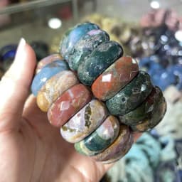Wholesale 12X24mm Cut Natural Stone Agate Crystal Energy Stone Bracelet Single Layer Hand Sign Men's and Women's Fashion Jewelry