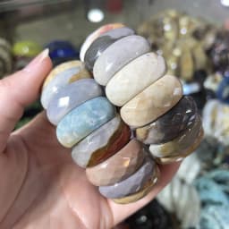 Wholesale 12X24mm Cut Natural Stone Agate Crystal Energy Stone Bracelet Single Layer Hand Sign Men's and Women's Fashion Jewelry