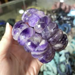 Wholesale 12X24mm Cut Natural Stone Agate Crystal Energy Stone Bracelet Single Layer Hand Sign Men's and Women's Fashion Jewelry