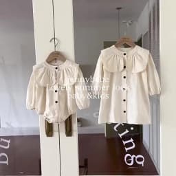 Vintage Toddler Girls Dress Spring Fall Long Sleeve Floral Embroidery Dress for Baby Girls Rompers Family Sister Dress Outfits