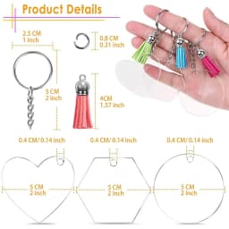 120PCS Acrylic Blank Keychain Decoration Set With Colorful Leather Tassel For Custom Vinyl and DIY Craft