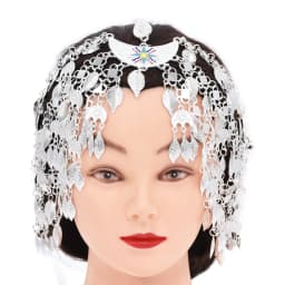 Vintage Silver Plated Moon Leaves Hair Accessories Boho Afghan Ethnic Women's Hair Jewelry Assyrian Tribe Bride Wedding Headband