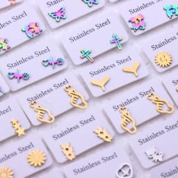 20Pairs/Lot Small Stainless Steel Letter Stud Earrings For Women Girls Piercing Ear Jewelry No Fade