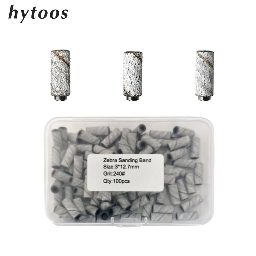 HYTOOS 3mm Small White Sanding Bands Without Stainless Steel Mandrel Electric Nail Drill Bits Accessories Manicure Cuticle Clean