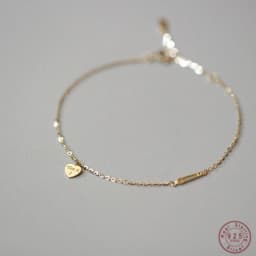 925 Sterling Silver Plated 14K Gold Temperament Simple Heart Bracelet for Women Girlfriend Valentine's Day Gift Jewelry