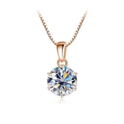 Butterflykiss 6.5mm 1.0 Carat D Moissanite Necklaces Rose Gold Plated Pendant Original Real S925 Silver Chain Jewelry For Women