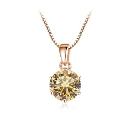 Butterflykiss 6.5mm 1.0 Carat D Moissanite Necklaces Rose Gold Plated Pendant Original Real S925 Silver Chain Jewelry For Women