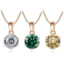 Butterflykiss 6.5mm 1.0 Carat D Moissanite Necklaces Rose Gold Plated Pendant Original Real S925 Silver Chain Jewelry For Women