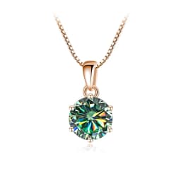 Butterflykiss 6.5mm 1.0 Carat D Moissanite Necklaces Rose Gold Plated Pendant Original Real S925 Silver Chain Jewelry For Women