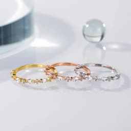 Trumium 14K Gold Plated Marquise Wedding Band for Women Stacking Ring Half Cubic Zirconia Eternity Engagement Ring Fine Jewelry