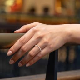 Trumium 14K Gold Plated Marquise Wedding Band for Women Stacking Ring Half Cubic Zirconia Eternity Engagement Ring Fine Jewelry