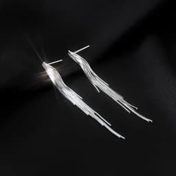 New Simple S925 Silver Long Dense Snake Bone Tassel Drop Earrings For Women Wedding Party Gift Fine Jewelry Wholesal ER097