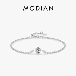 MODIAN 0.25CT Moissanite Bezel Setting Bracelet For Women Diamond 925 Sterling Silver Elegant Chain Bracelet Wedding Jewelry