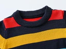 Spring and Autumn New Style 1-8 Year Old Boys and Girls Striped Fashion Versatile Round Neck Knitted Sweater
