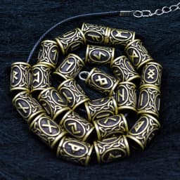 24pcs/Set Vintage Futhark Runes Viking Beads Spacer Large Hole Beard Hair Bead for Charm Bracelet DIY Handmade Jewelry Making
