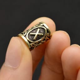24pcs/Set Vintage Futhark Runes Viking Beads Spacer Large Hole Beard Hair Bead for Charm Bracelet DIY Handmade Jewelry Making