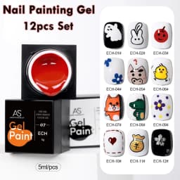 AS 12pcs Gel Nail Polish Colorful Painting Gel Set Nail Art Vernis Semi Permanent Glitter Polish UV Nail Gel Manicure Kit