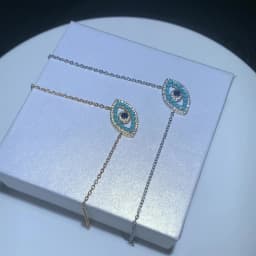 2023 New Arrived Fashion Women Lady Jewelry Gold Color White Blue Turquoises Stone Nice Turkish Evil Eye Necklace