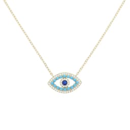 2023 New Arrived Fashion Women Lady Jewelry Gold Color White Blue Turquoises Stone Nice Turkish Evil Eye Necklace